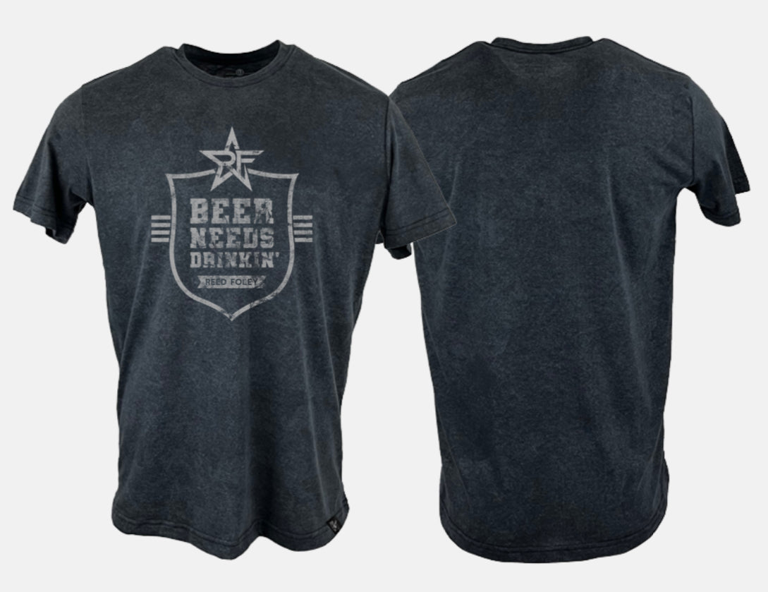 Reed Foley "Beer Needs Drinking" T-Shirt - Vintage Black
