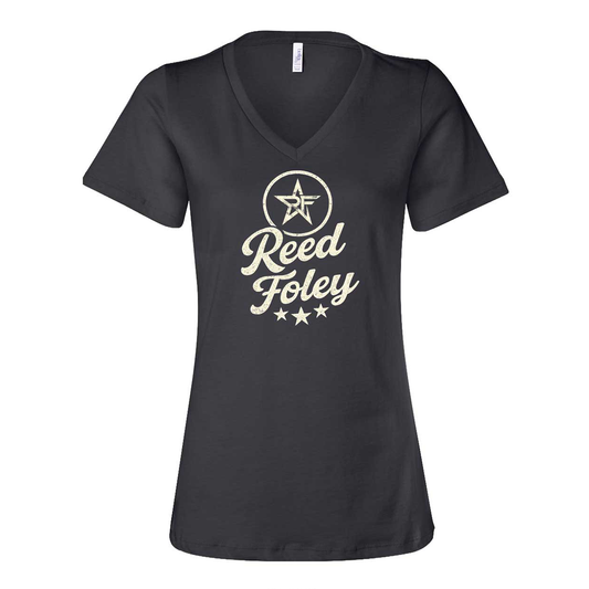 Reed Foley Ladies Script V-Neck Tee - Black